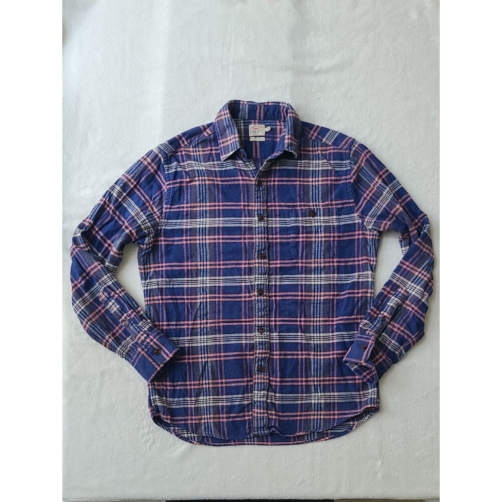 Faherty Plaid Organic Cotton Buttom Shirt Blue Pink Yukon Berry Plaid Flannel M